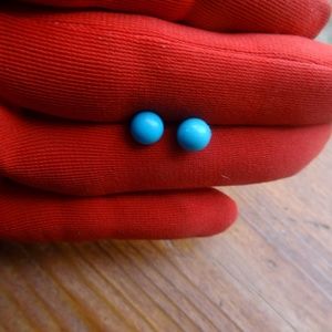 Turquoise Ball Earrings w Gold Post